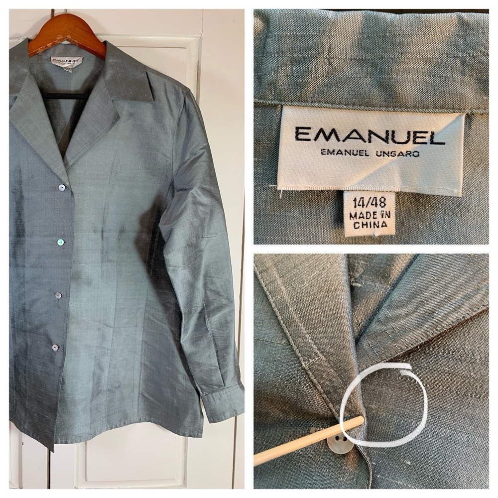VTG Emanuel Emanuel Ungaro Silk Blouse Blazer Size 14 Mother Of The Bride STAINS